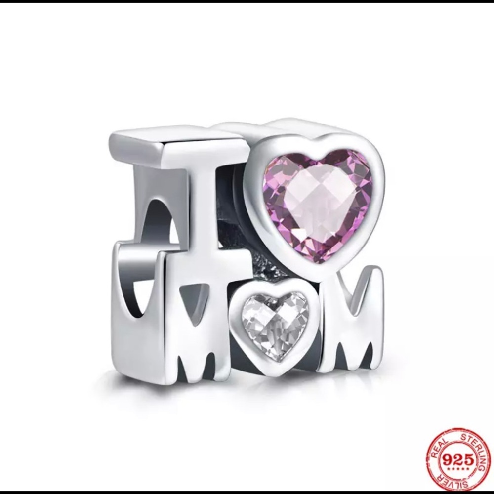 I LOVE MOM Charm Sterling Silver 925